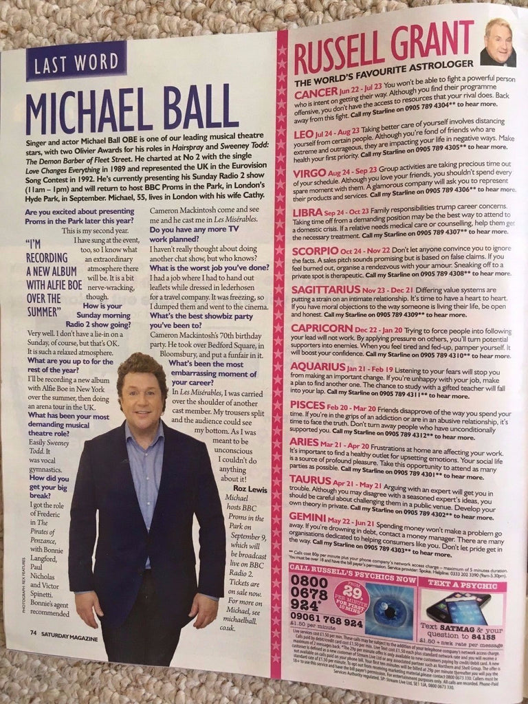 SATURDAY Magazine July 2017 Joanna Lumley Gerry Marsden Michael Ball Tom Burke