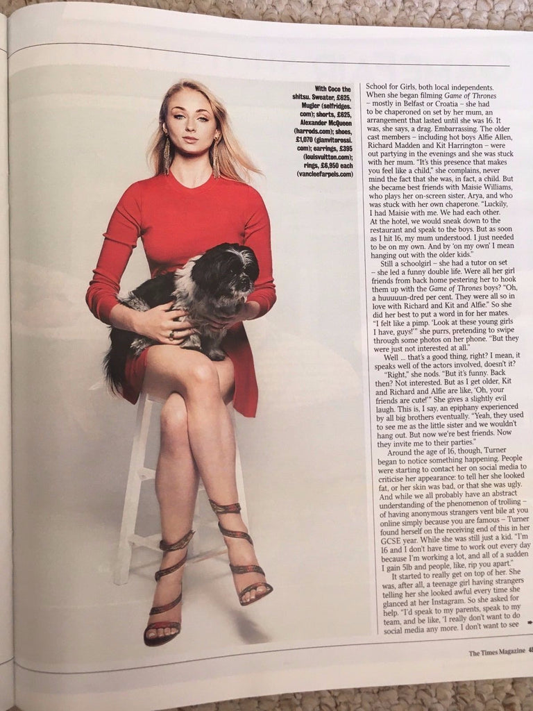 SOPHIE TURNER Exclusive - Cover Story Times UK magazine 1st July 2017