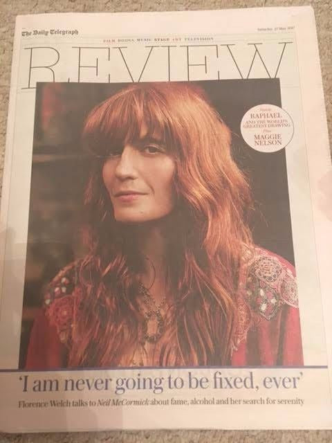 UK Telegraph Review May 27th 2017 Florence And The Machine Cover Story