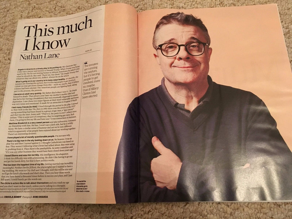 Observer Magazine 12 March 2017 Cillian Murphy Photo Cover Interview Nathan Lane