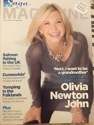 Saga Magazine April 2012 OLIVIA NEWTON JOHN ADELE JEAN BOHT CHERIE LUNGHI