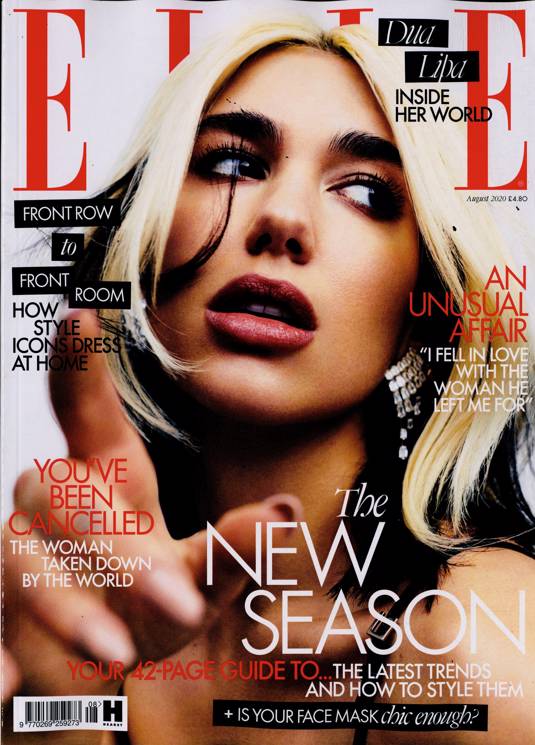 UK Elle Magazine August 2020: DUA LIPA COVER FEATURE