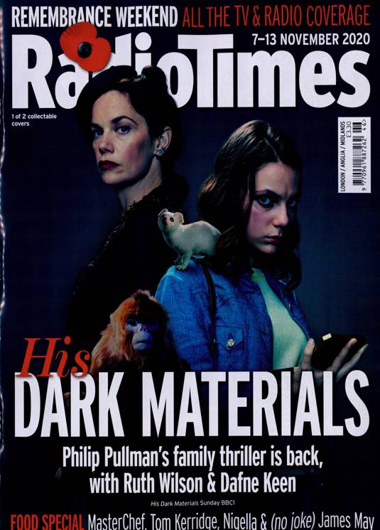 UK Radio Times Magazine 7 Nov 2020: HIS DARK MATERIALS Ruth Wilson DAFNE KEEN