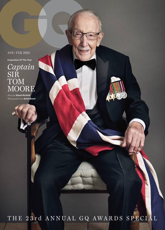 SIR CAPTAIN TOM MOORE GQ MAGAZINE UK JAN/FEB 2021 (Full Size Edition)