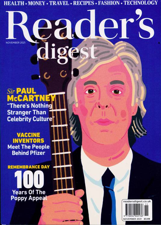 Readers Digest Magazine November 2021 Sir Paul McCartney The Beatles