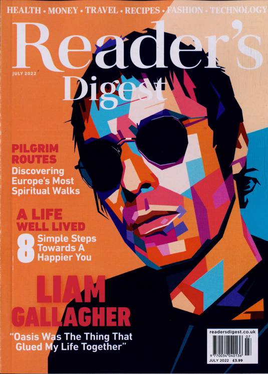 READER'S DIGEST magazine LIAM GALLAGHER Oasis July 2022