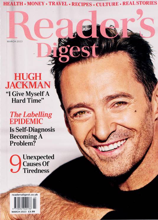 Readers Digest Magazine March 2023 Hugh Jackman