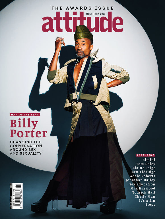 UK Attitude Magazine November 2021: BILLY PORTER POSE COVER FEATURE