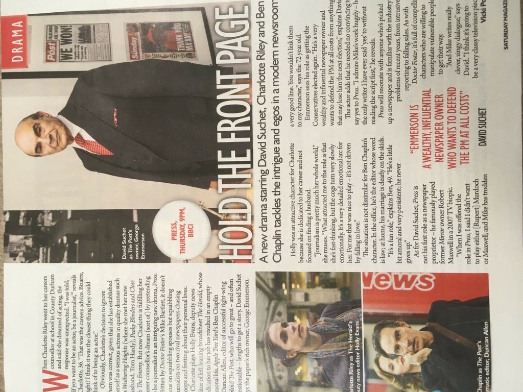 UK SATURDAY 09/2018 VANITY FAIR Olivia Cooke TOM BATEMAN Scaffold DAVID SUCHET