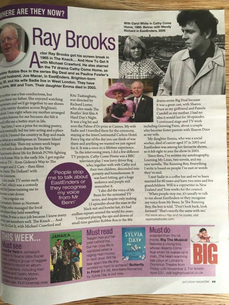 SATURDAY Mag 08/2019: IMELDA STAUNTON Callum Turner RAY BROOKS Holliday Grainger