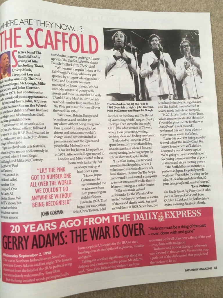 UK SATURDAY 09/2018 VANITY FAIR Olivia Cooke TOM BATEMAN Scaffold DAVID SUCHET