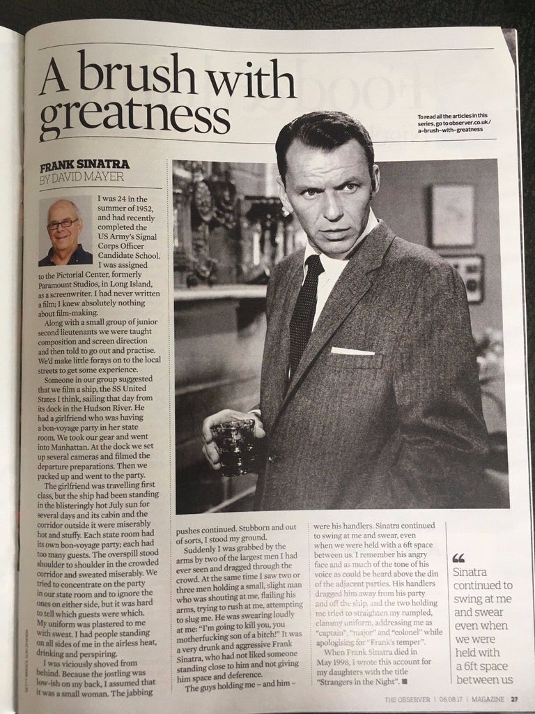 UK Observer magazine 6th August 2017 Salma Hayek Neil Gaiman Frank Sinatra