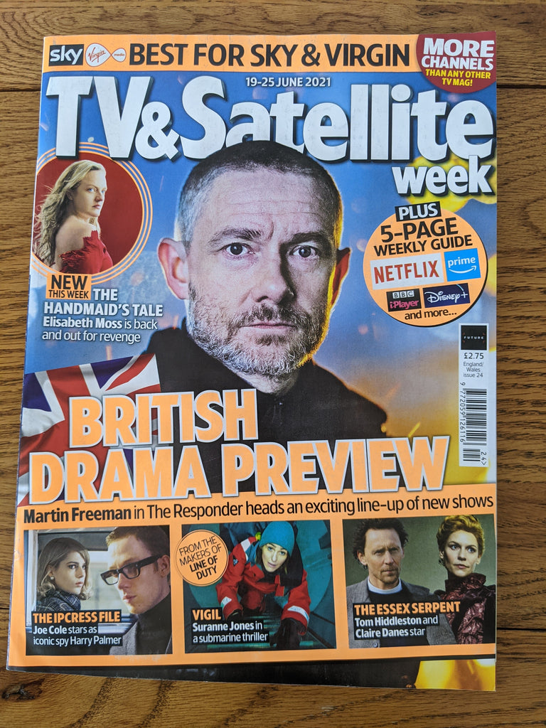 UK TV & Satellite Magazine 19 June 2021 Martin Freeman Tom Hiddleston Elisabeth Moss