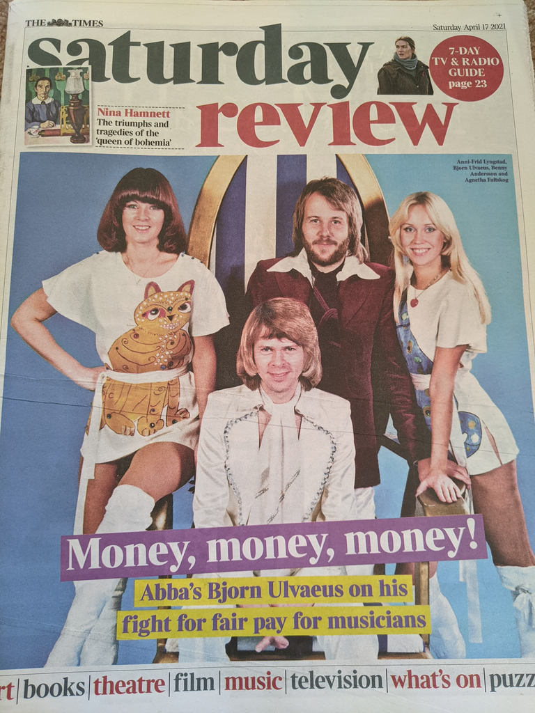 The Times Saturday Review April 17 2021 Abba Bjorn Ulvaeus Aidan Turner
