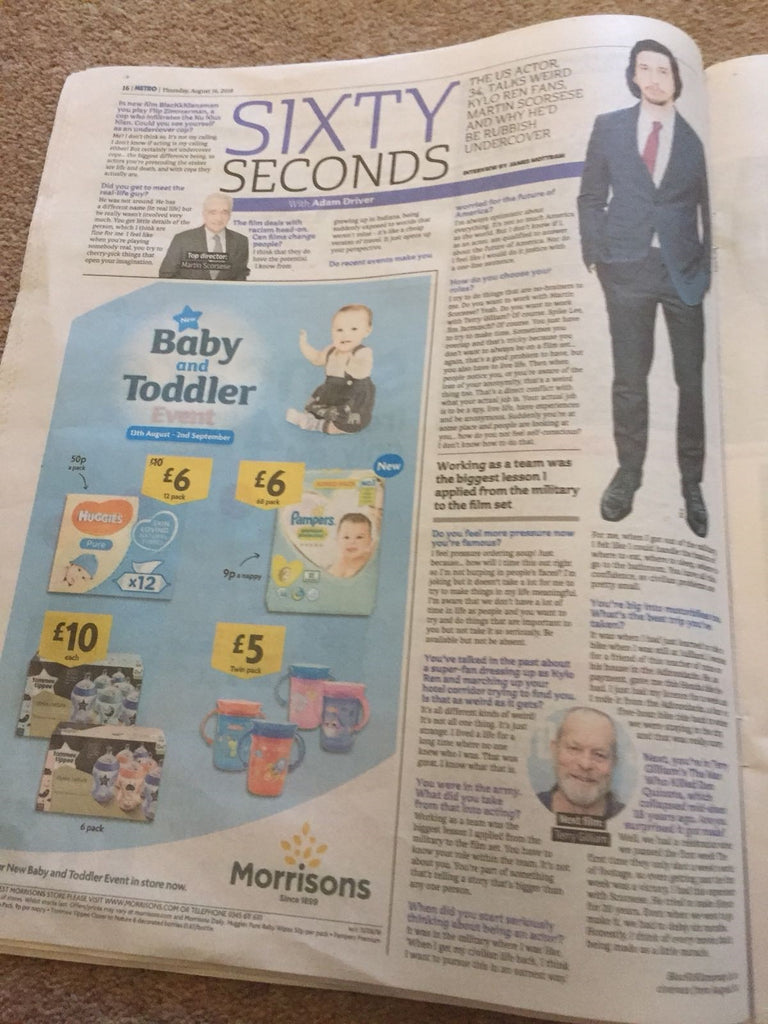 The Metro 16th August 2018: Madonna At 60 Special + Adam Driver Interview