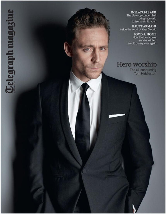UK Telegraph Magazine January 2014: TOM HIDDLESTON Cover