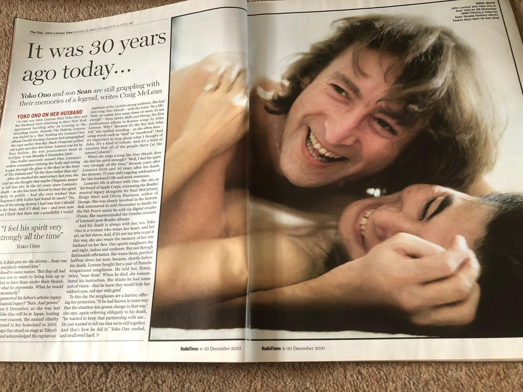 Radio Times 4 December 2010 John Lennon Yoko Ono