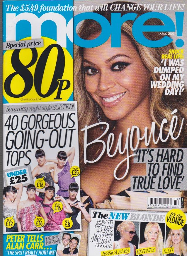 MORE MAGAZINE AUGUST 2009 BEYONCE COVER INTERVIEW