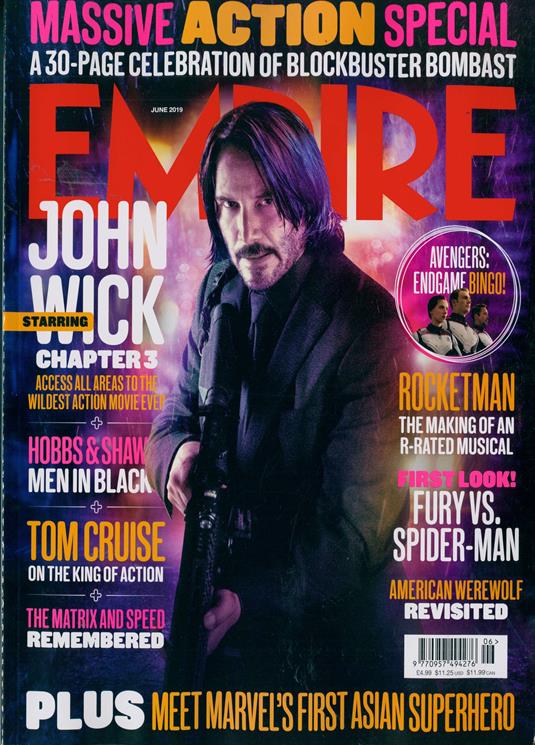 Empire Magazine June 2019: JOHN WICK CHAPTER 3 (KEANU REEVES) COVER - TARON EGERTON