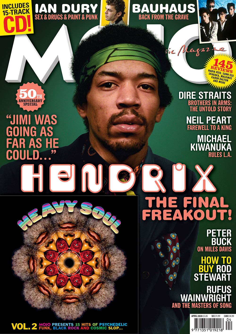 UK Mojo Magazine April 2020: JIMI HENDRIX Neil Peart RUSH Dire Straits IAN DURY