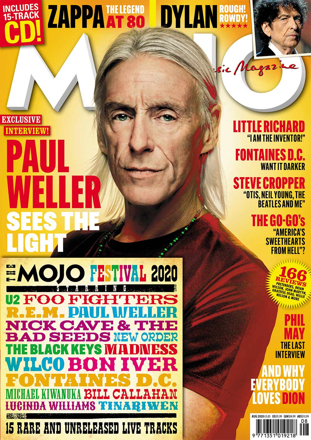 UK Mojo Magazine August 2020: PAUL WELLER Bob Dylan & Free Festival CD