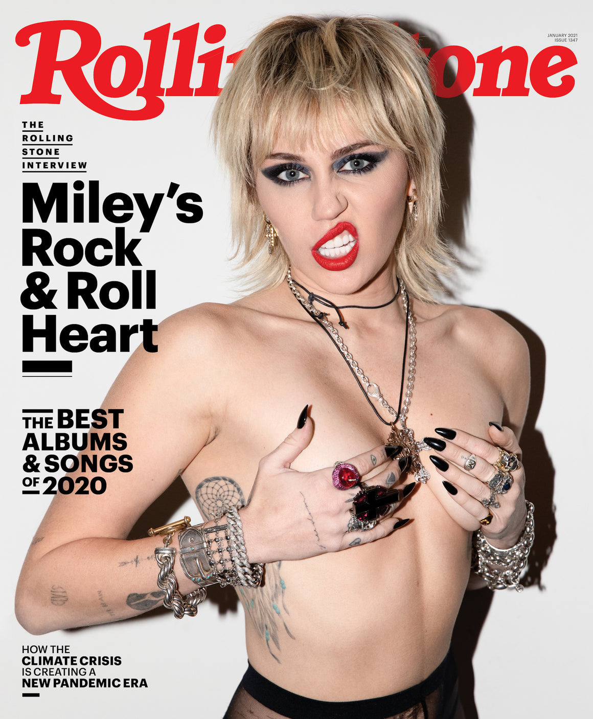 MILEY CYRUS -TOPLESS - ROLLING STONE MAGAZINE - JANUARY 2021 - NEW