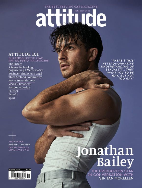 UK Attitude Magazine Feb 2021 #331: JONATHAN BAILEY COVER FEATURE Bridgerton