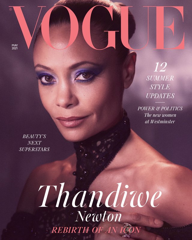 UK Vogue Magazine May 2021: THANDIE NEWTON COVER FEATURE Thandiwe