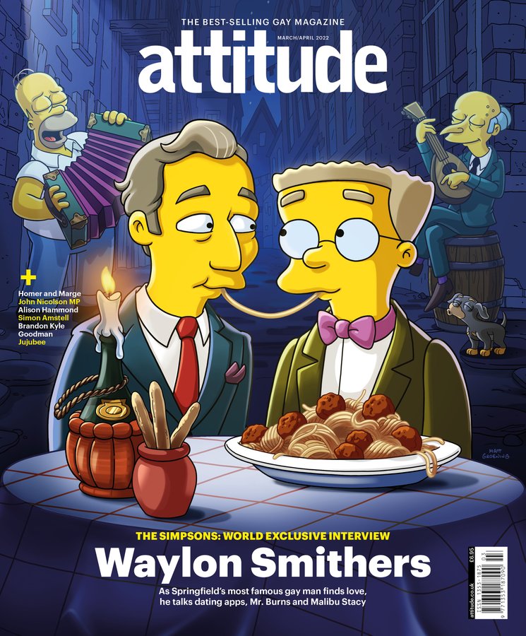 ATTITUDE Magazine March 2022: THE SIMPSONS WAYLON SMITHERS WORLD EXCLUSIVE