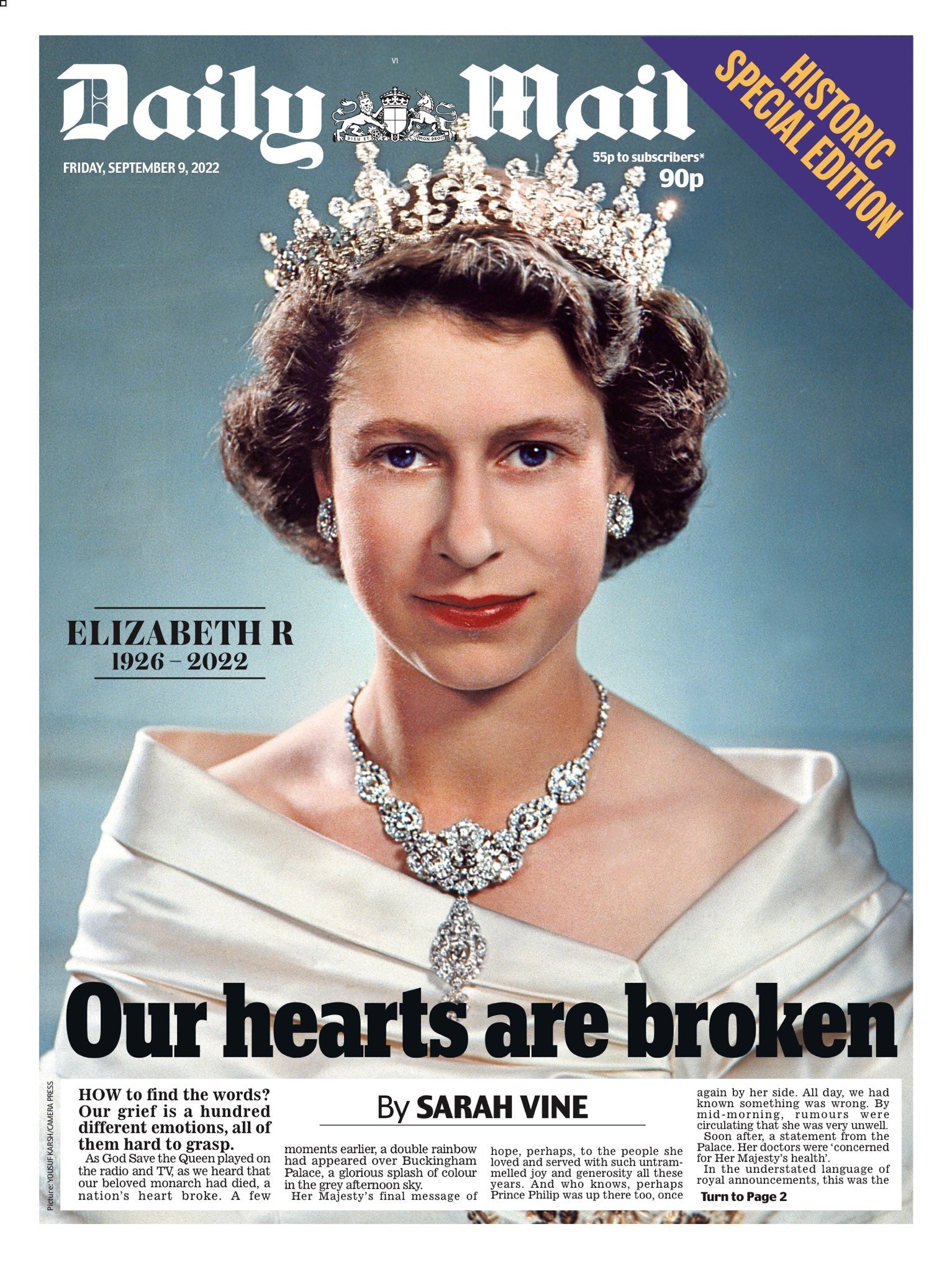 Daily Mail Newspaper - 9th September 2022 - Queen Elizabeth II 1926-2022  Tribute