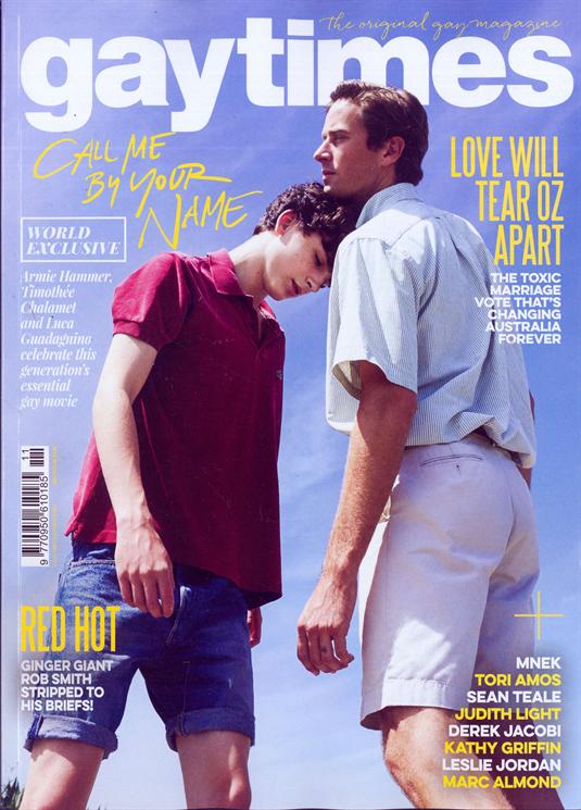 Gay Times Magazine November 2017 Timothée Chalamet Armie Hammer World Exclusive