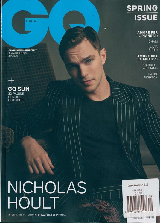Gq Italian Magazine #229 NICHOLAS HOULT COVER FEATURE