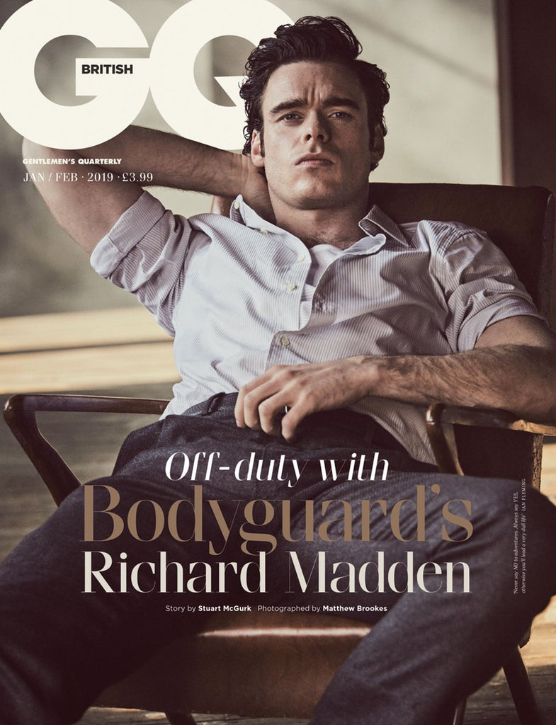 BRITISH GQ MAGAZINE - JANUARY 2019 - RICHARD MADDEN COVER AND FEATURE