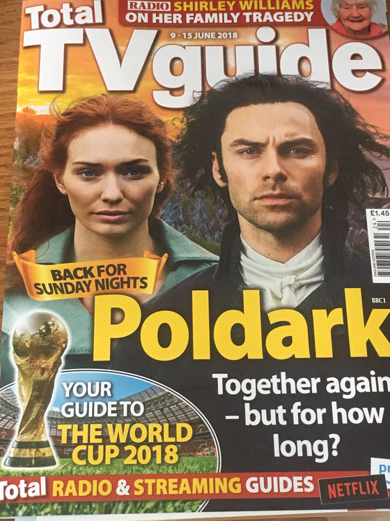 UK Total TV Guide Magazine June 2018: Aidan Turner Eleanor Tomlinson Poldark Cover Interview