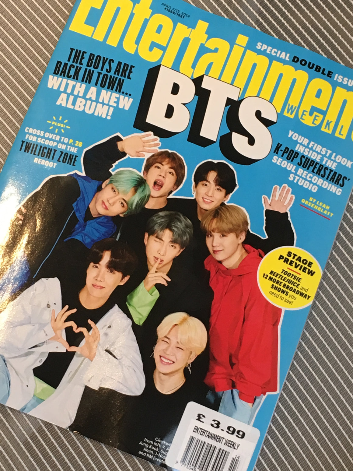 US ENTERTAINMENT WEEKLY MAGAZINE APRIL 5th 2019: BTS COVER STORY