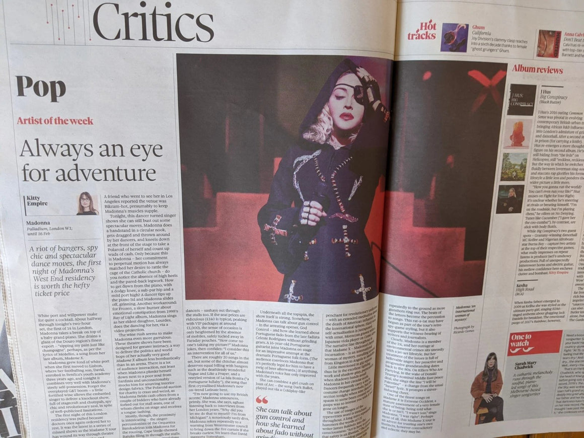 UK OBSERVER REVIEW Feb 2020: MADONNA Live Feature - ANGEL OLSEN Interview