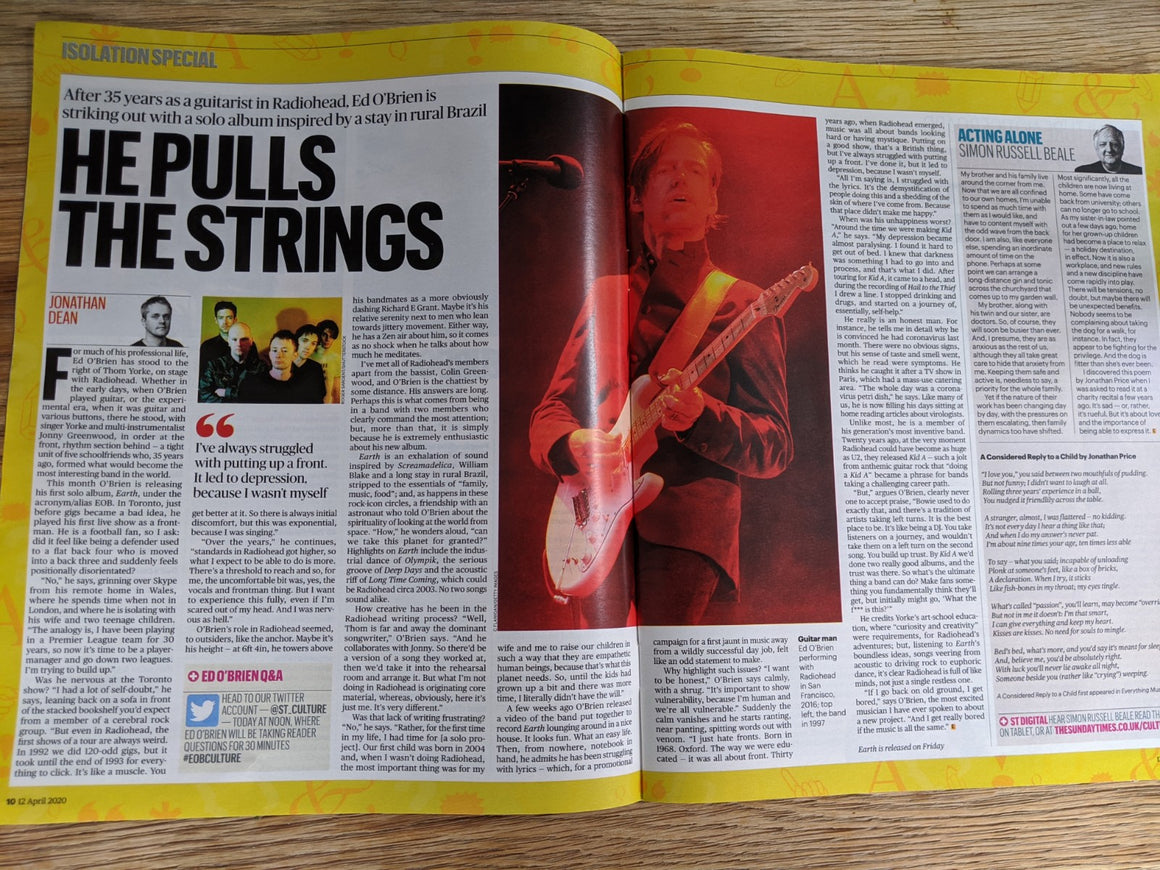 UK CULTURE Magazine April 2020: ED O'BRIEN Radiohead JOHN PRINE Tom Burke