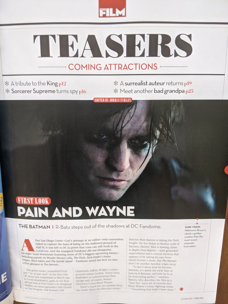 UK Total Film Magazine October 2020 Robert Pattinson As Batman