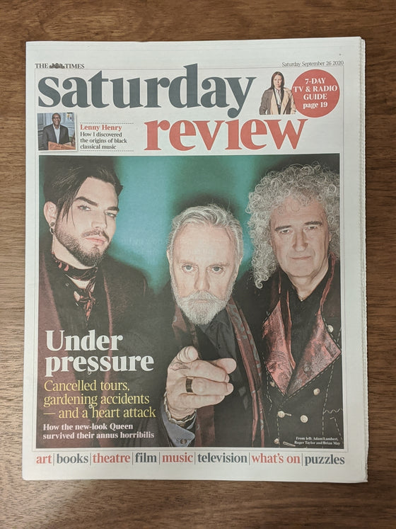 UK Times Review 26th September 2020 Queen Adam Lambert Roger Taylor Brian May