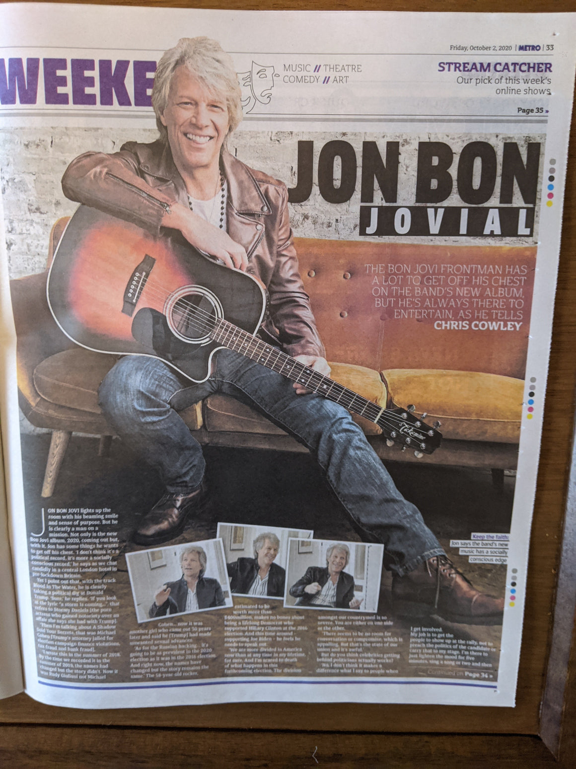 UK Metro October 2nd 2020: Jon Bon Jovi Interview