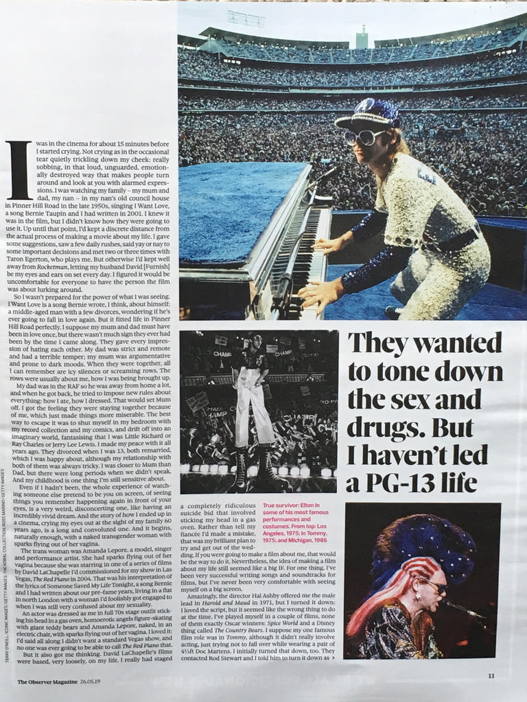 OBSERVER magazine 26 May 2019 Elton John cover and interview