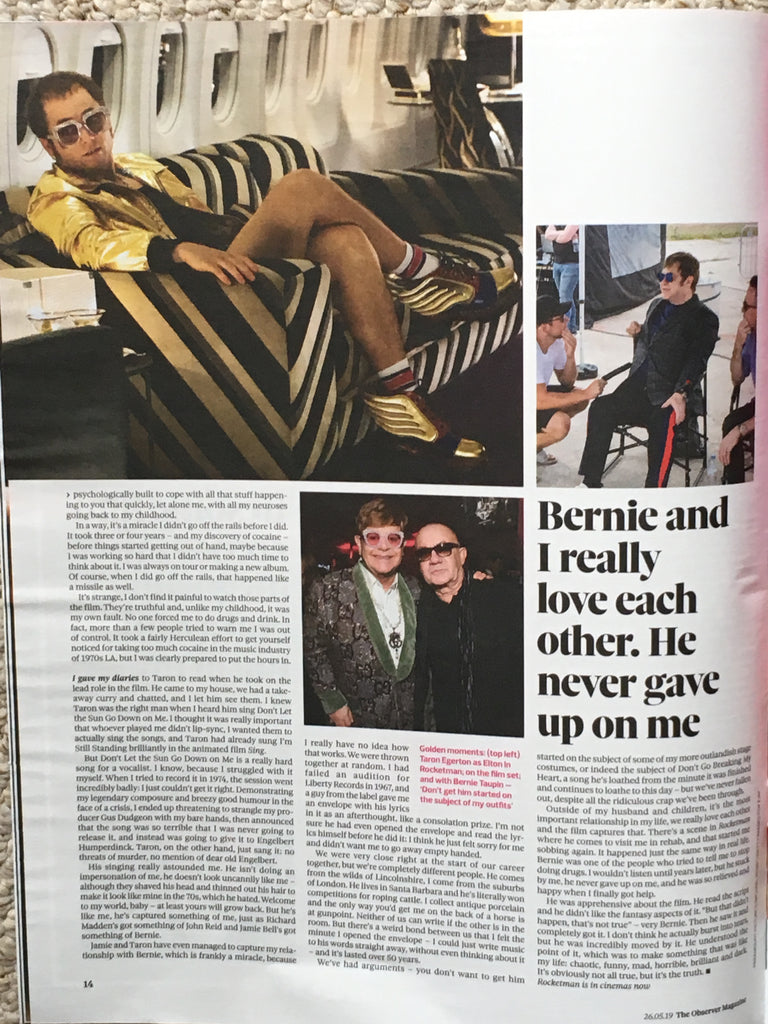 OBSERVER magazine 26 May 2019 Elton John cover and interview