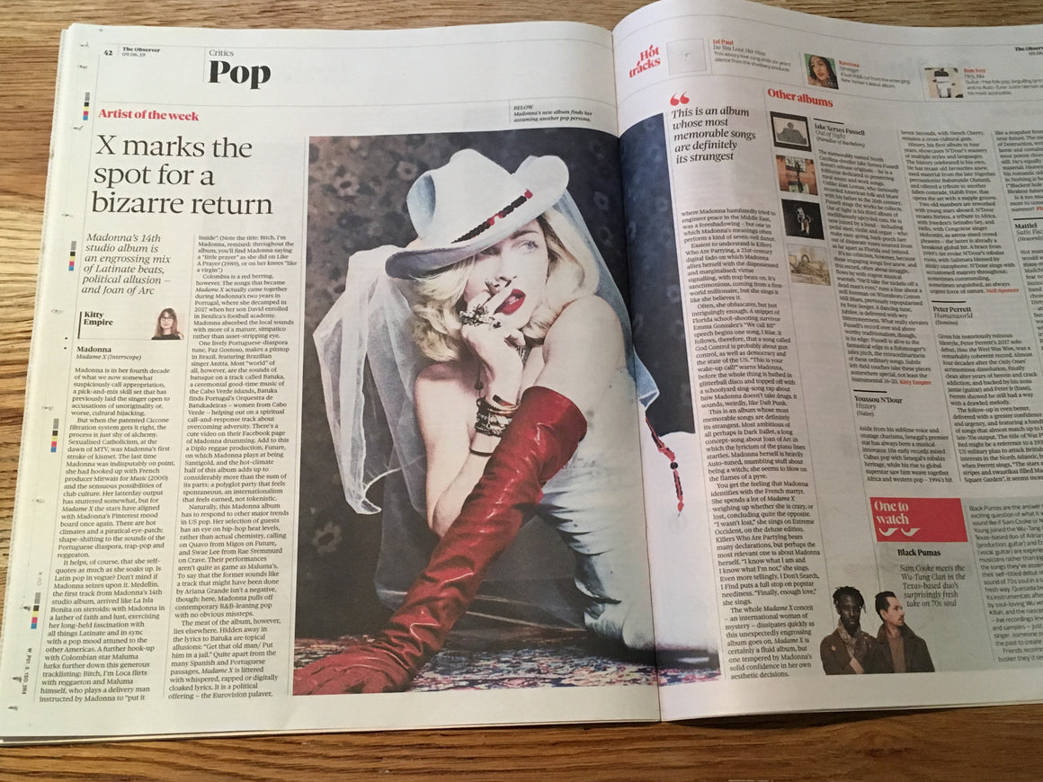 UK Observer Review 9th June 2019: Madonna - The Madame X Album Review