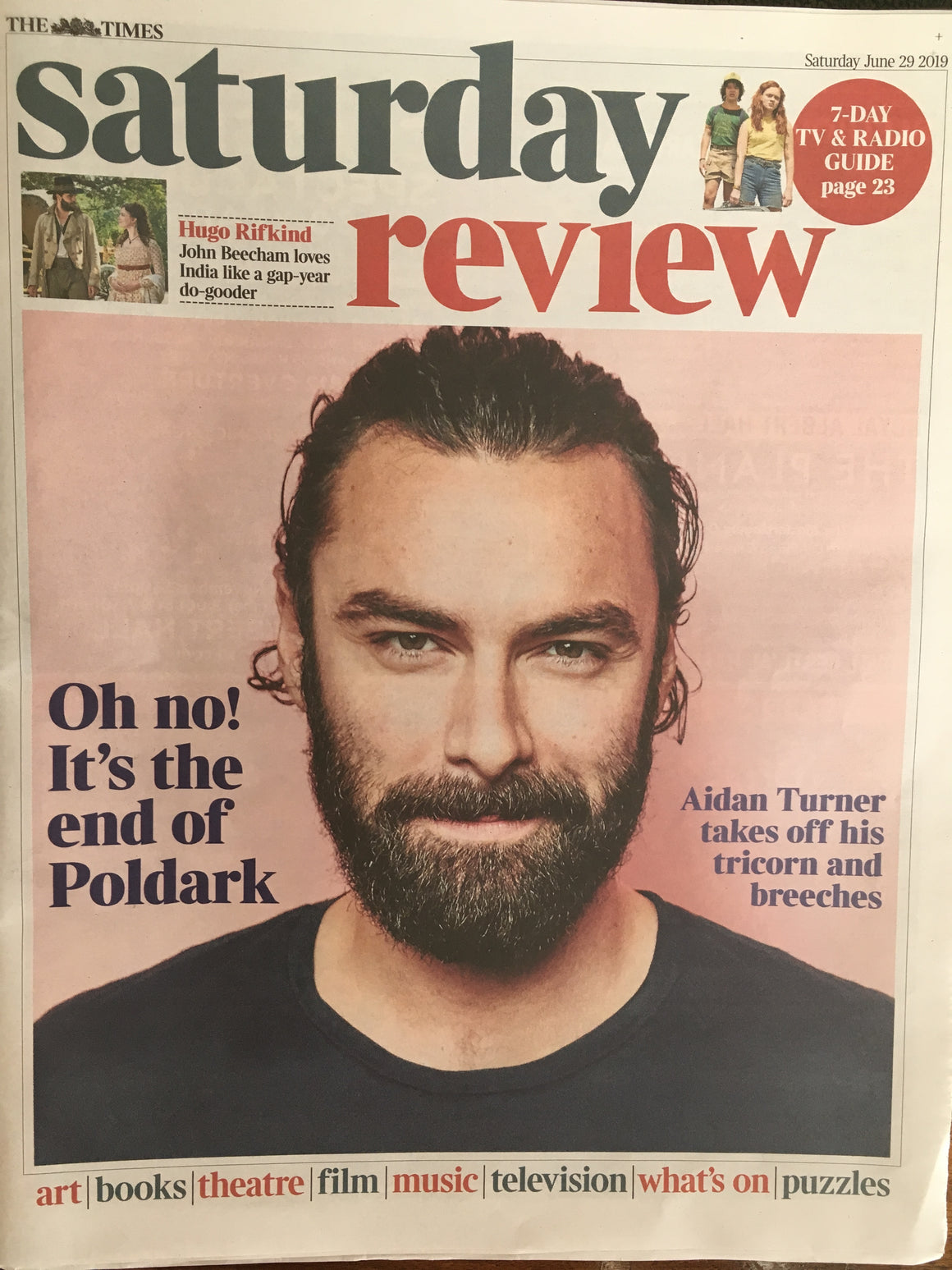 UK Times Review June 2019: AIDAN TURNER (Poldark) Cover Interview