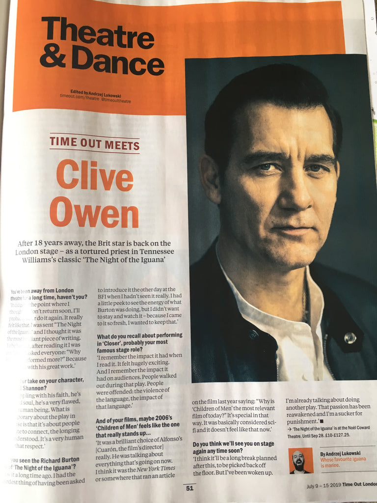 TIME OUT LONDON Magazine July 2019: JOSH O'CONNOR interview CLIVE OWEN