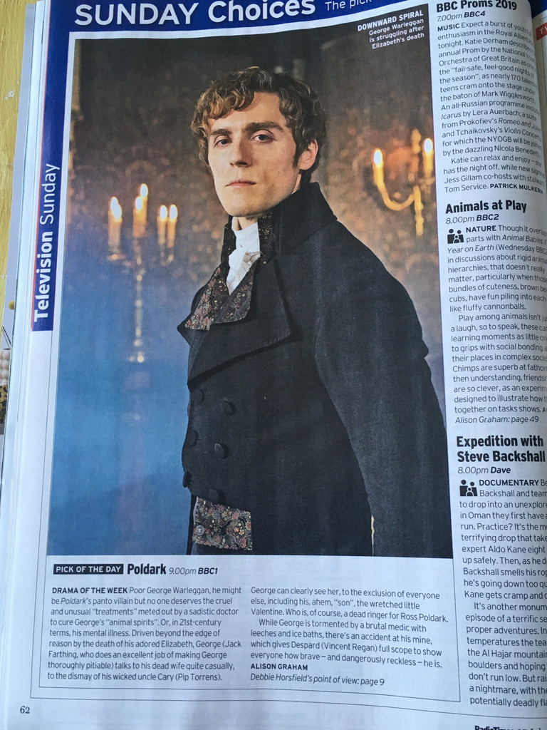 UK Radio Times Magazine 27 July 2019: Sam Heughan Outlander Jack Farthing Tuppence Middleton