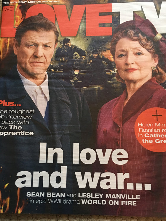 UK LOVE TV Magazine 09/2019: SEAN BEAN Lesley Manville WORLD ON FIRE COVER STORY