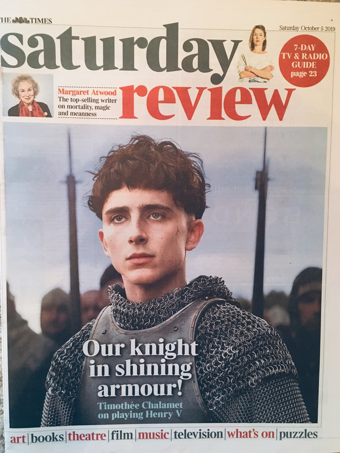 UK Times Review October 2019: TIMOTHEE CHALAMET The King (defective copy)