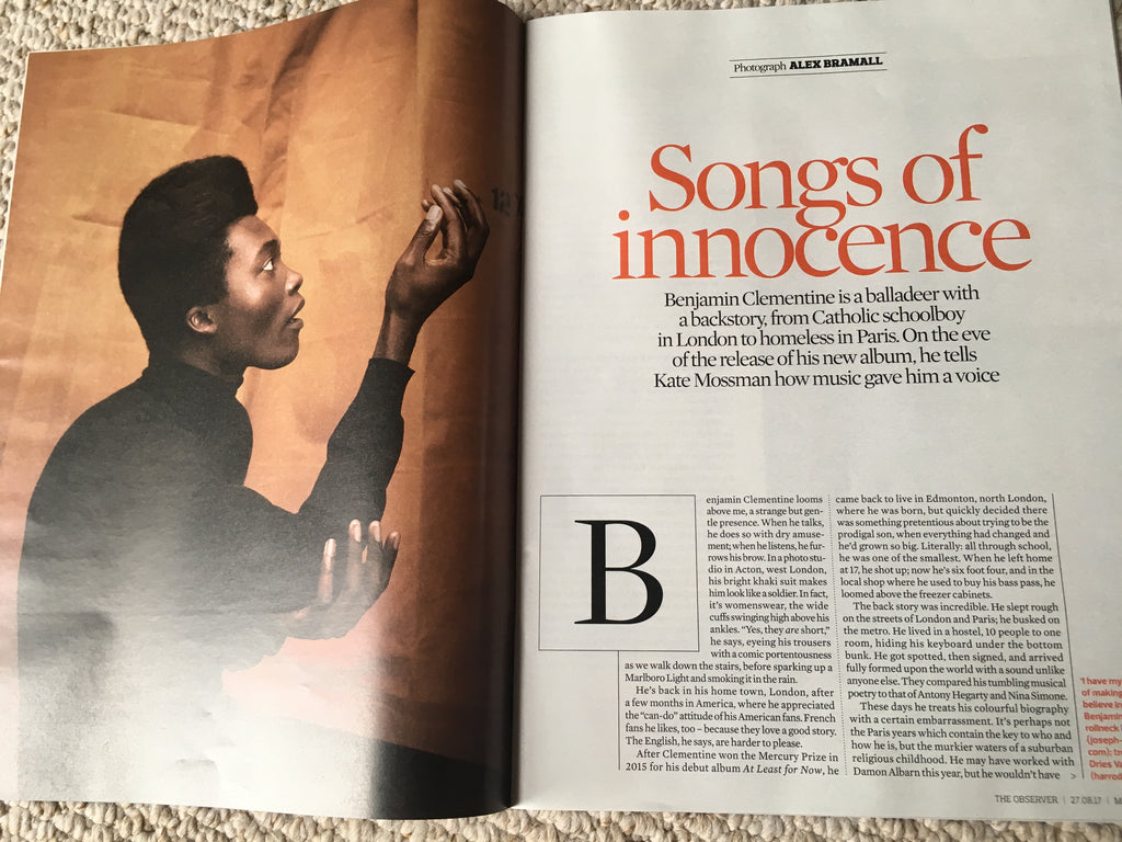 Benjamin Clementine UK Cover Interview Observer Magazine 27th August 2017