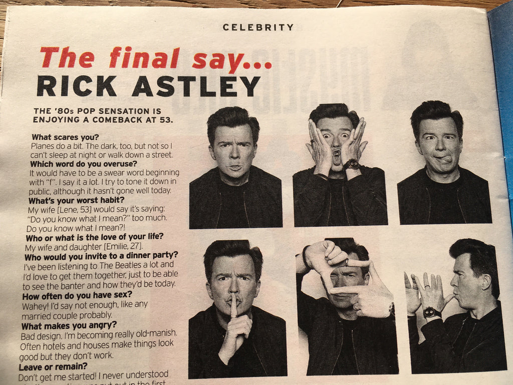 FABULOUS magazine 11th November 2019 Rick Astley Kelly Brook